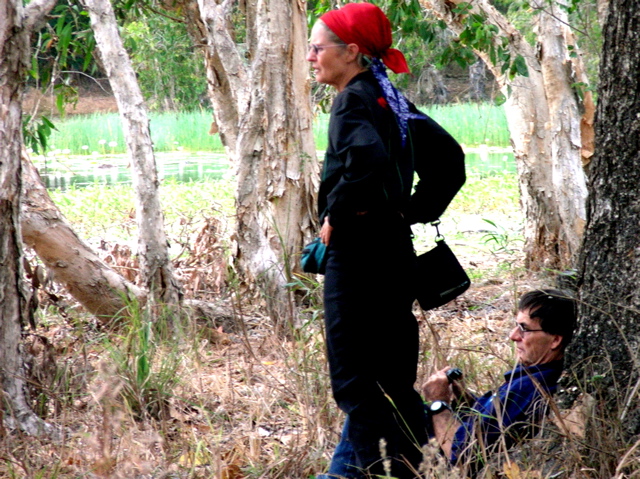 Patsy and Peter at Lotus Bird Lodge lagoon