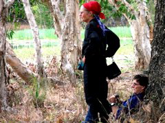 Patsy and Peter at Lotus Bird Lodge lagoon