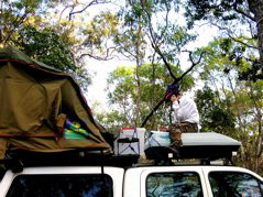 Booking our next campsite by satellite phone